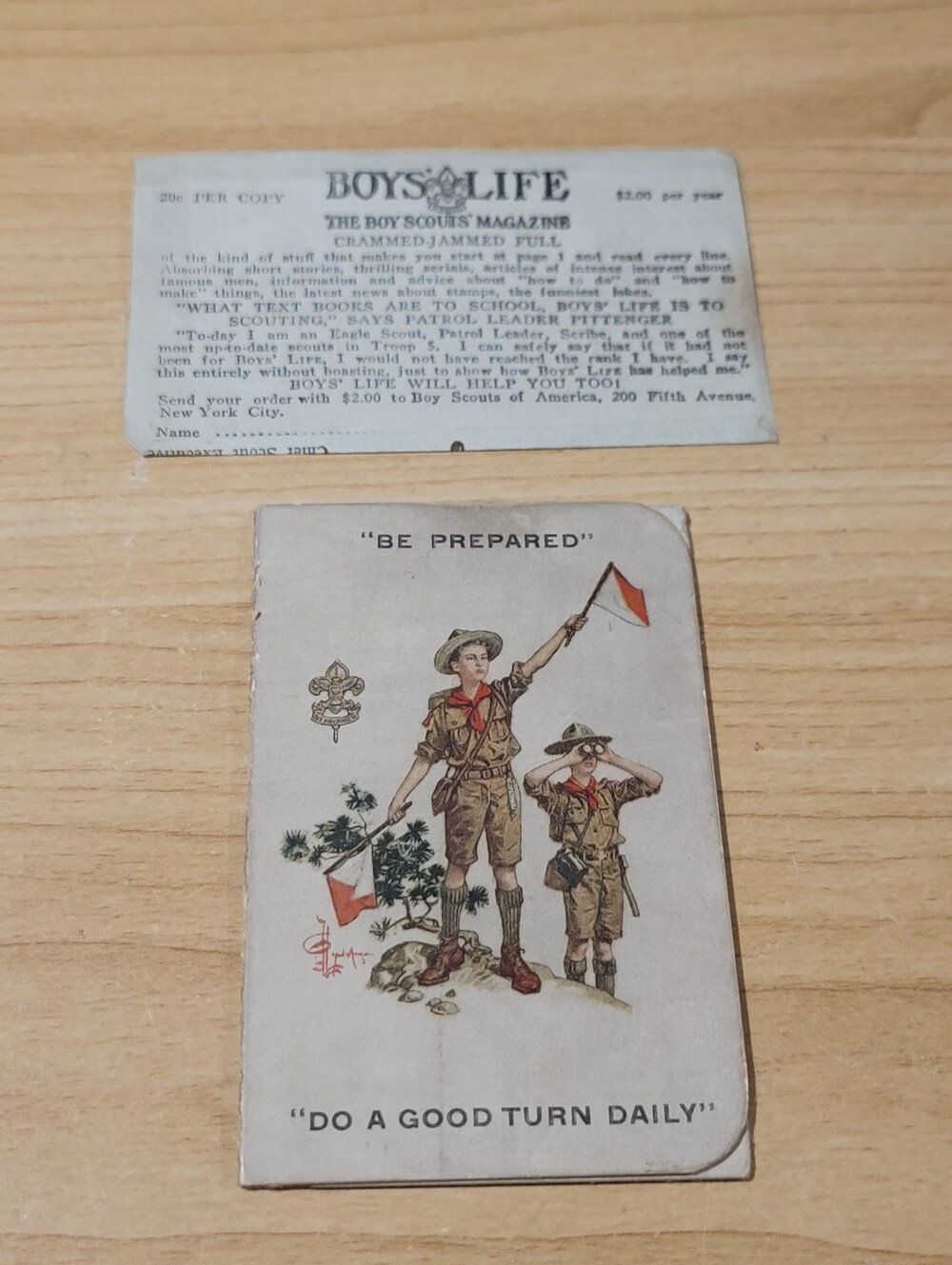 Vintage 1928 Boy Scouts of America Membership Card and Boys Life Order Form